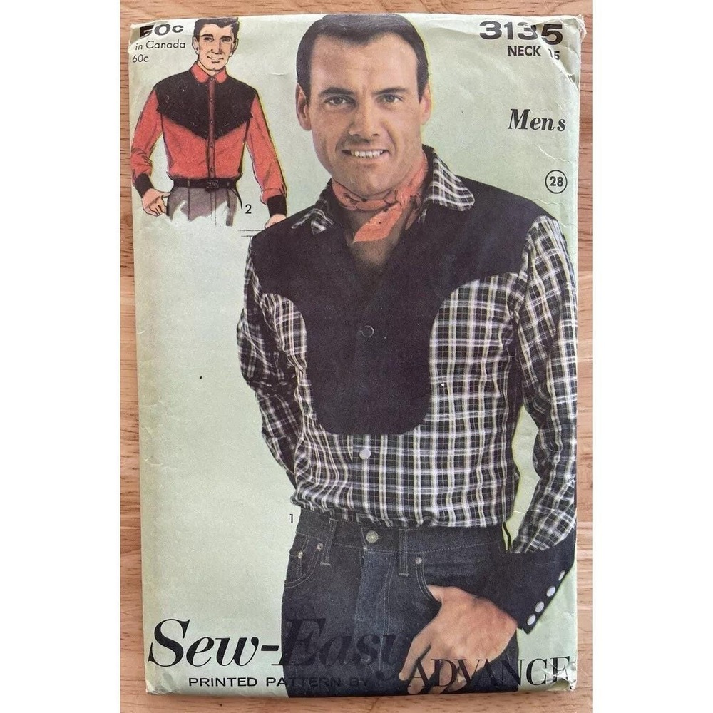 Sew-Easy Advance Men's Western Shirt Pattern Neck 15
